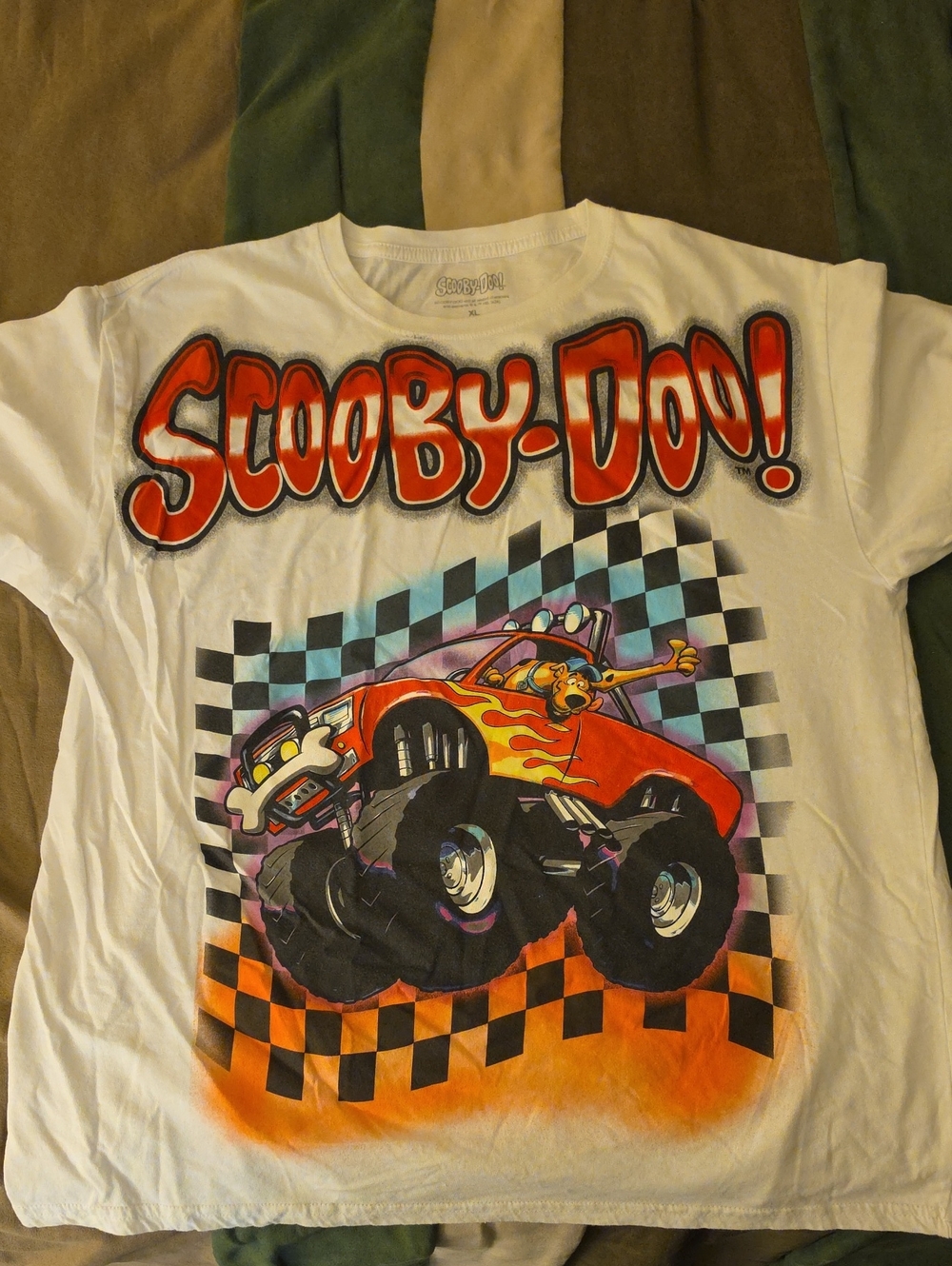 Scooby-Doo White Graphic Tee with Red Monster Truck